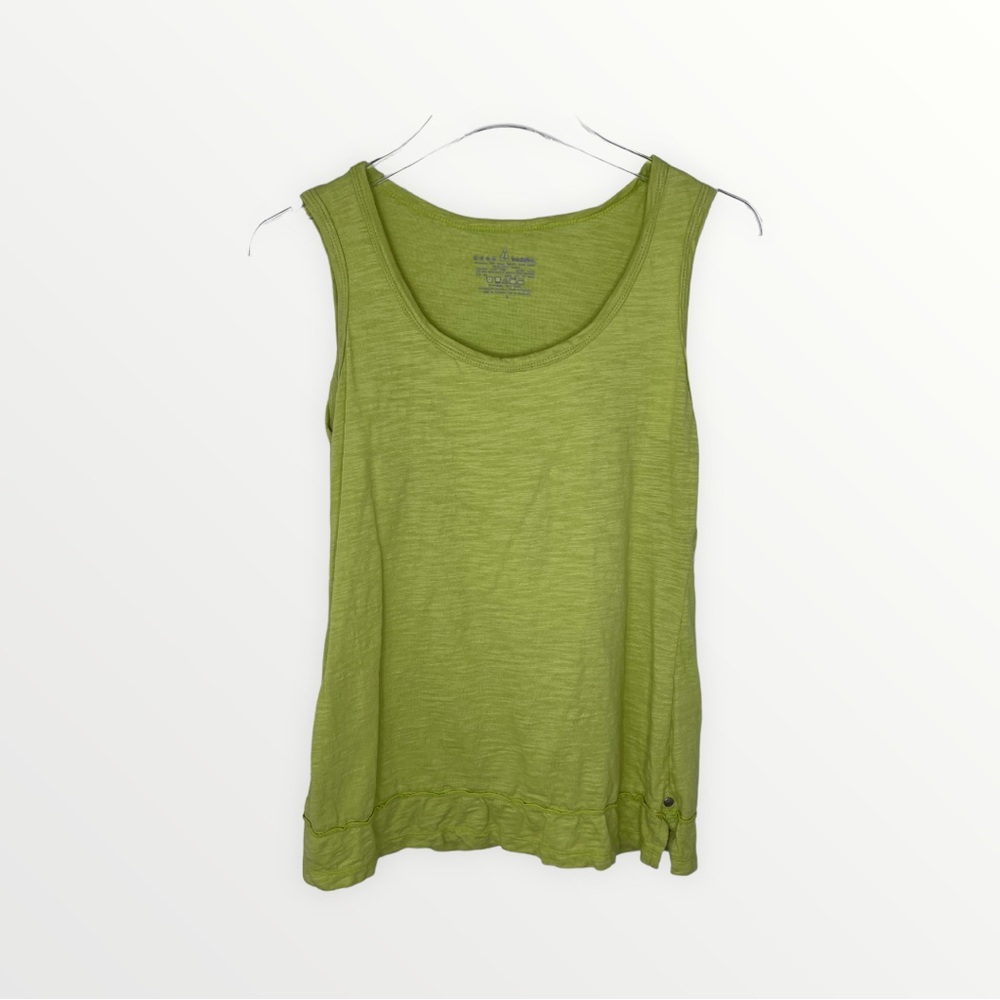 Neon Buddha Women's Tank Top Lime Neon Green Ruffle Hem